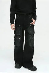 Multi-Pocket Cargo Wide-Leg Jeans - Femstylo