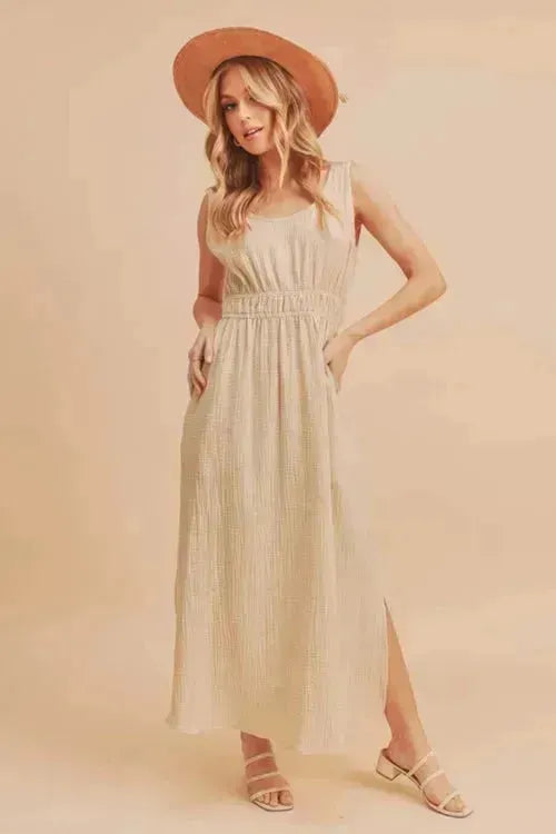 Aemi + Co Side Slit Round Neck Sleeveless Tank Dress