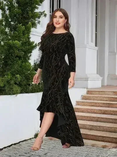 Plus Size Ruffle Hem High-Low Dress - Femstylo