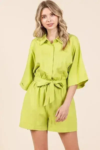 Mittoshop Tie Waist Half Sleeve Romper - Femstylo