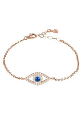 Evil Eye Elliptical Bracelet Blue Rosegold - Femstylo
