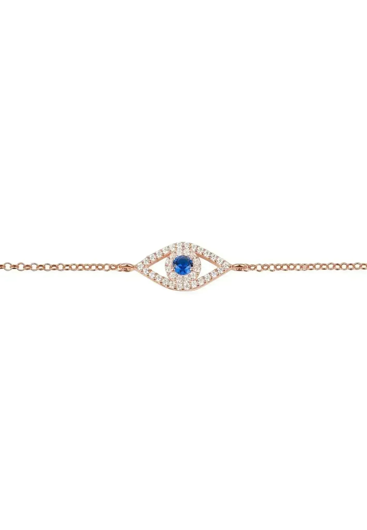 Evil Eye Elliptical Bracelet Blue Rosegold - Femstylo