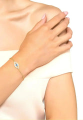 Evil Eye Elliptical Bracelet Blue Rosegold - Femstylo