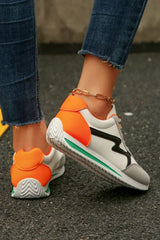 White Colorblock Sneakers - PU Leather Lace-Ups - Wholesale Trend Shoe