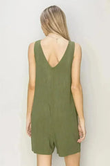 HYFVE V-Neck Sleeveless Romper with Pockets - Femstylo