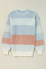 Pink Colorblock Knit Bubble Sleeve Sweater – Femstylo