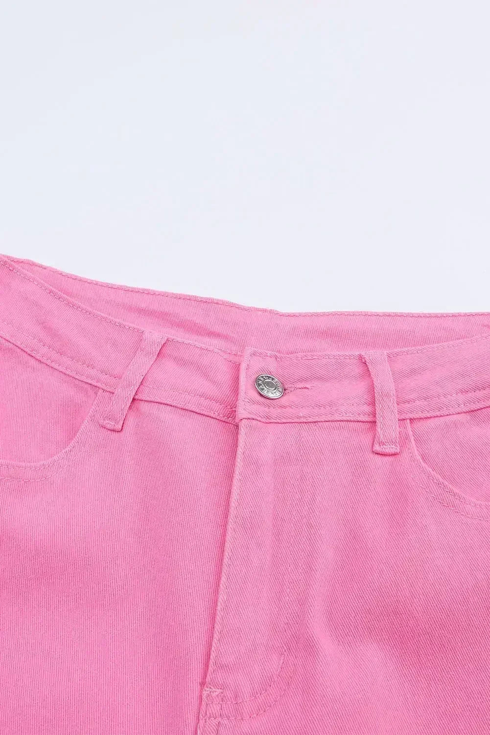 Pink Vintage High Waist Flare Leg Ripped Raw Hem Jeans - Femstylo