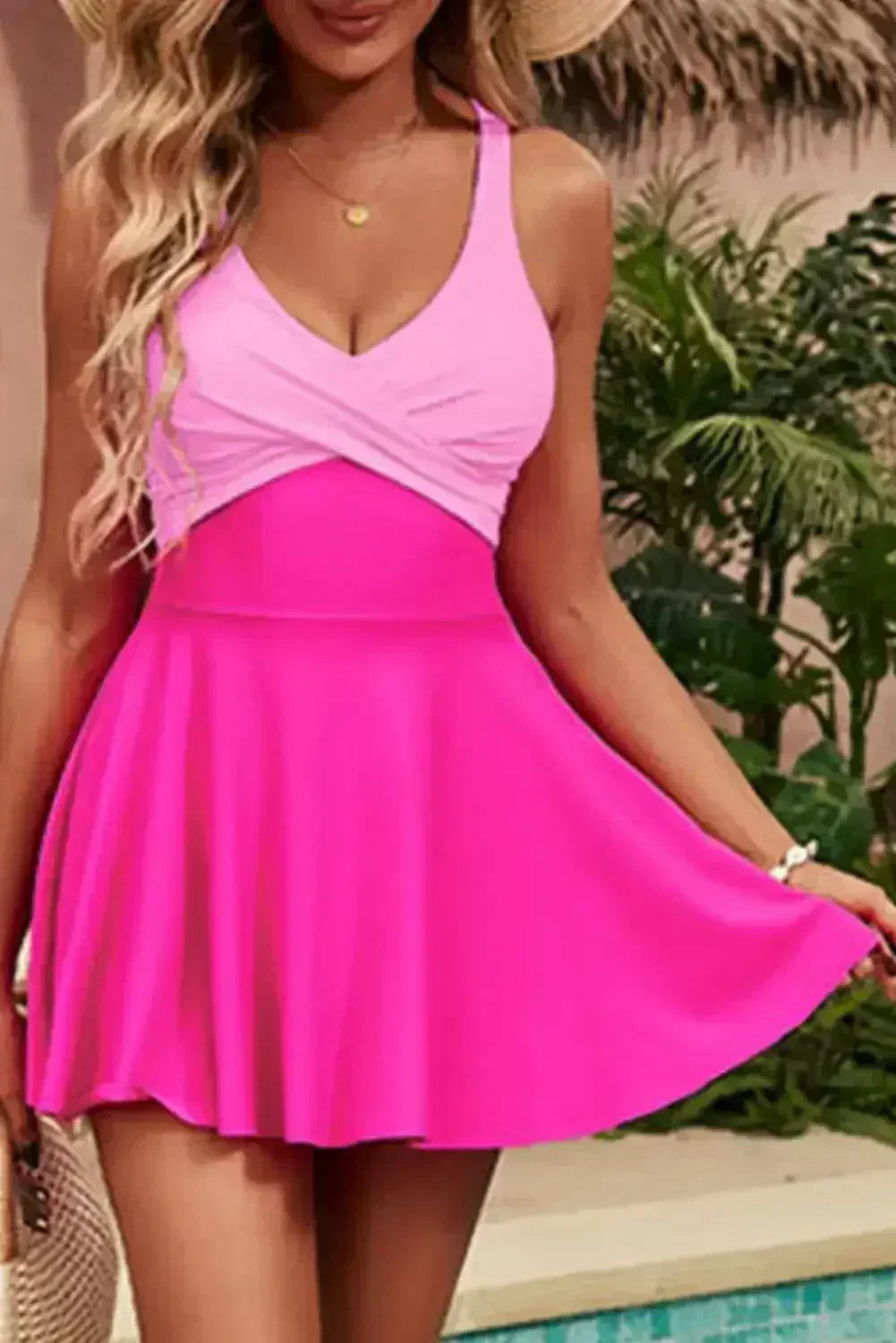 Black Criss Cross Straps Tie Back Flared One Piece Swimsuit - Femstylo