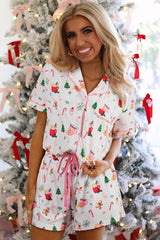 White Christmas Spirits Shirt 2pcs Shorts Pajama Set