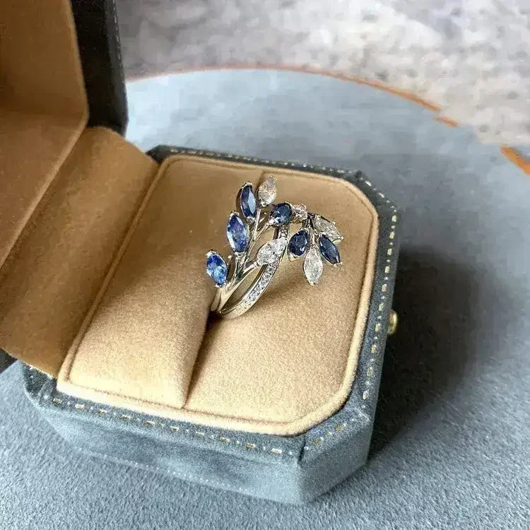 High Carbon Diamond Flower Cluster Vine Surround Ring - Femstylo