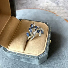 High Carbon Diamond Flower Cluster Vine Surround Ring - Femstylo