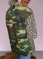 Brown Leopard Camouflage Patchwork Oversized Shacket