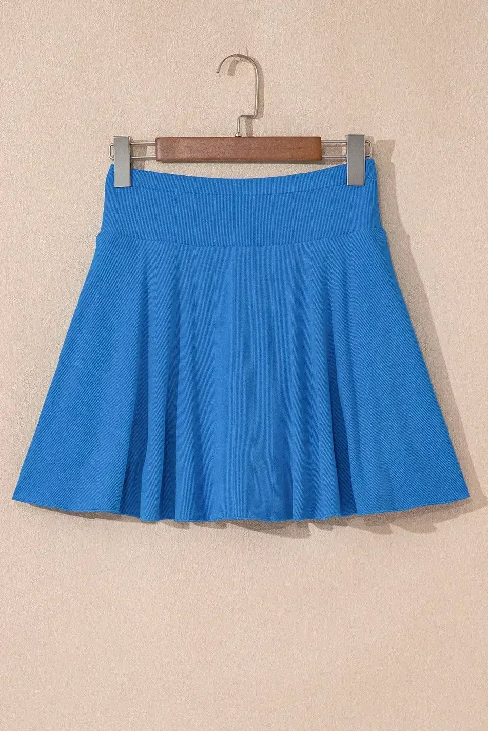 Blue A-line Draped High Waist Pocketed Lined Skort - Femstylo
