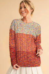 Multicolor Colorblock Confetti Knit Sweater - Femstylo