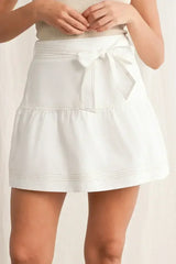 White Knot High Waist Casual Mini Skirt - Femstylo