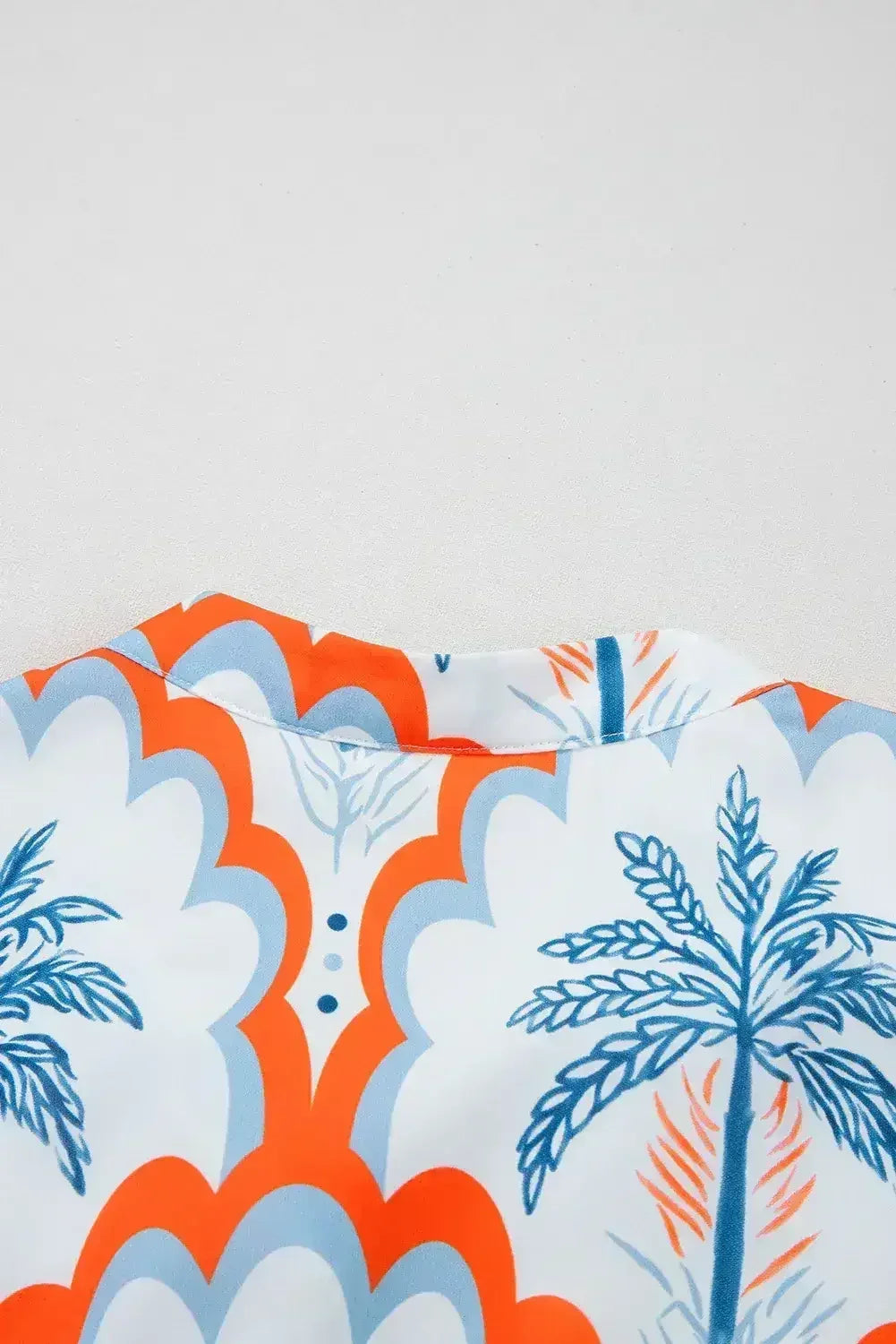 Orange Palm Tree Print Short Sleeve Flowy Dress - Femstylo
