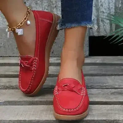 Wedge Heel Loafers - Woven PU Shoes | Femstylo - Femstylo