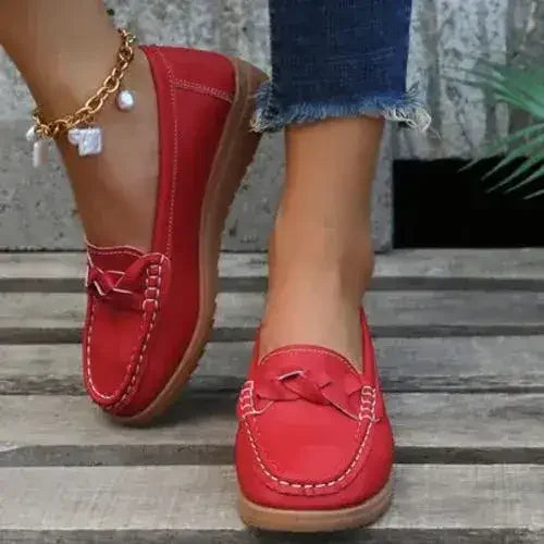 Wedge Heel Loafers - Woven PU Shoes | Femstylo - Femstylo