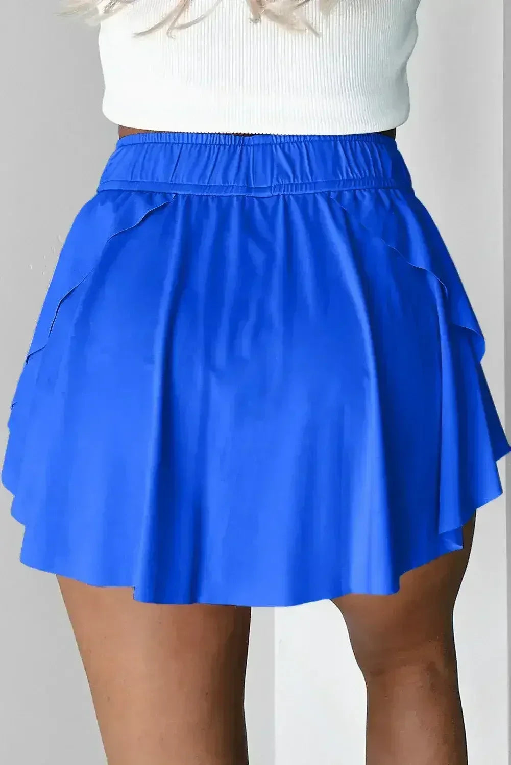 Light Green Drawstring High Waist Lined Tennis Skort - Femstylo
