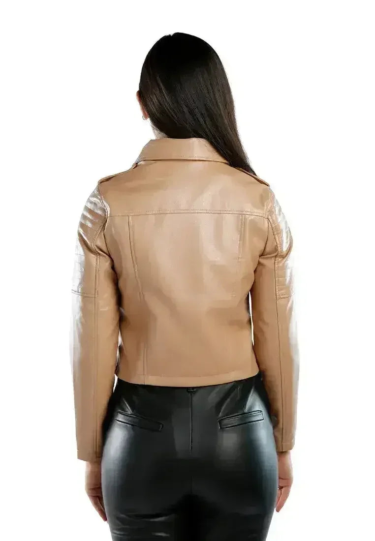 Faux Leather Biker Jacket - Femstylo