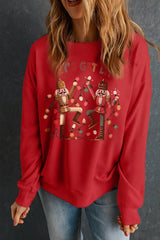 Red LET'S GET IT Nutcracker Graphic Heat Transfer Printing Christmas Sweatshirt