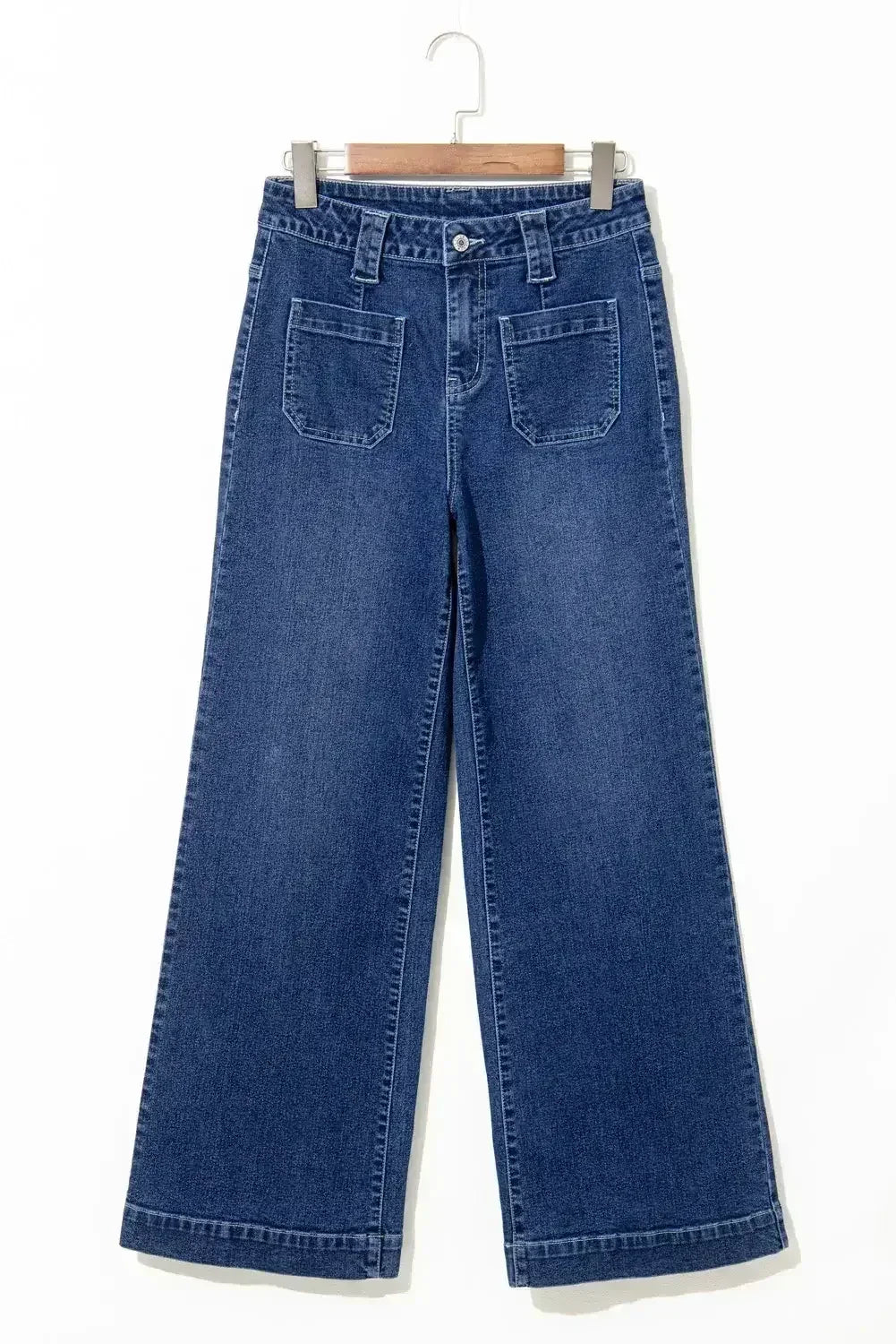 Sail Blue Wide Leg Pocketed High Waist Jeans - Femstylo