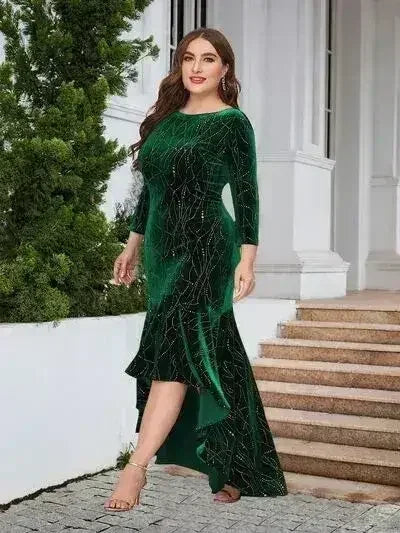 Plus Size Ruffle Hem High-Low Dress - Femstylo