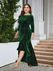 Plus Size Ruffle Hem High-Low Dress - Femstylo
