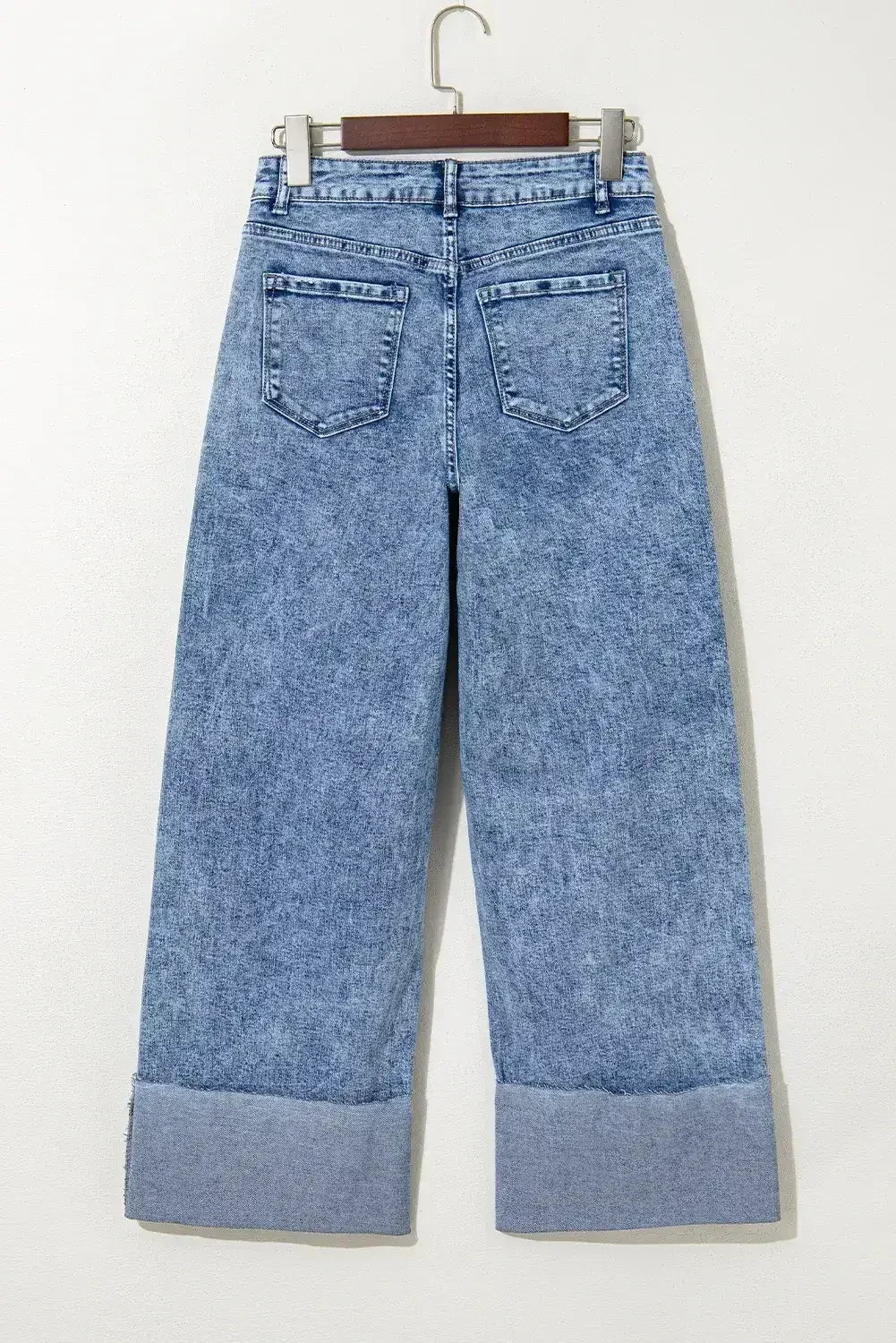 Ashleigh Blue Mineral Wash Distressed Wide Leg Jeans - Femstylo