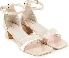 Women Pink, White Heels Sandal - Femstylo