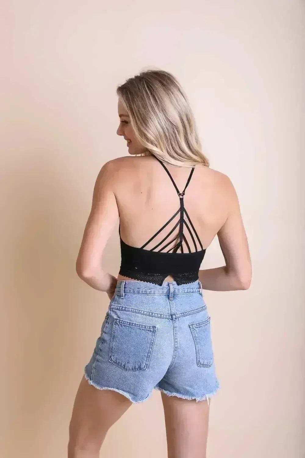 High Neck Crochet Trim Bralette - Femstylo