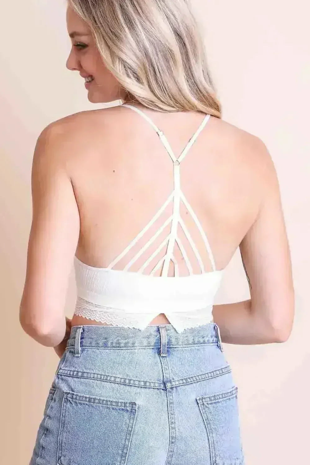 High Neck Crochet Trim Bralette - Femstylo