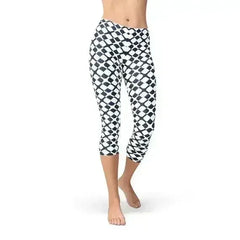 Womens Geometric Blue Tile Capri Leggings - Femstylo