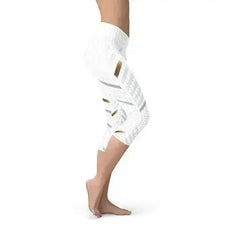 Womens White Stripes Capri Leggings - Femstylo