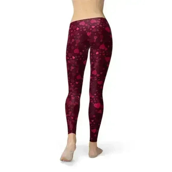 Hearts on Hearts Red Leggings - Femstylo
