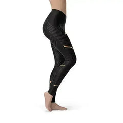 Womens Sports Stripes Black Leggings - Femstylo