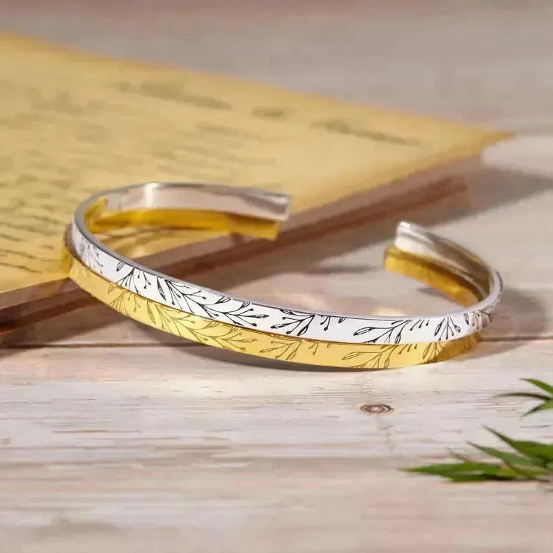 Custom Engraved Bridesmaid Bracelet – Personalized Sterling Silver Cuff