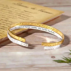 Custom Engraved Bridesmaid Bracelet – Personalized Sterling Silver Cuff