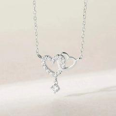 Heart Link Necklace, Interwined Heart Silver Necklace, Women Necklace - Femstylo