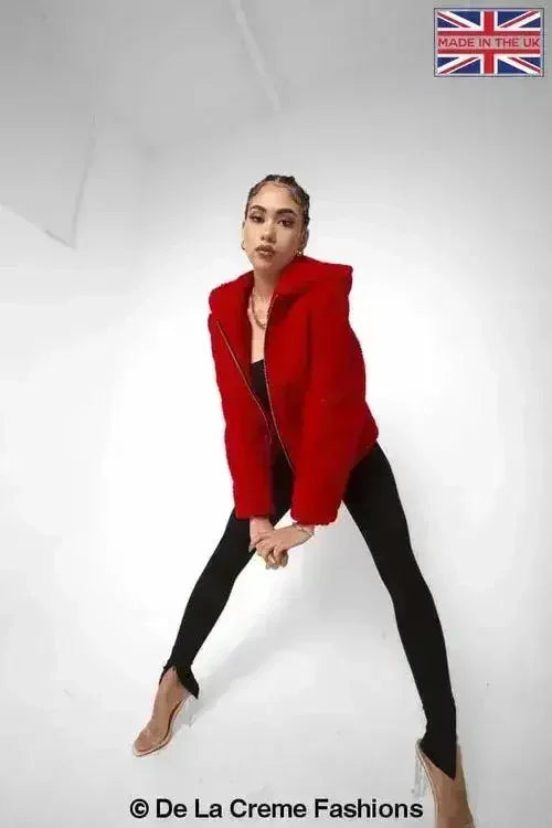 Lauren Zip Up Hooded Borg Teddy Jacket - Femstylo