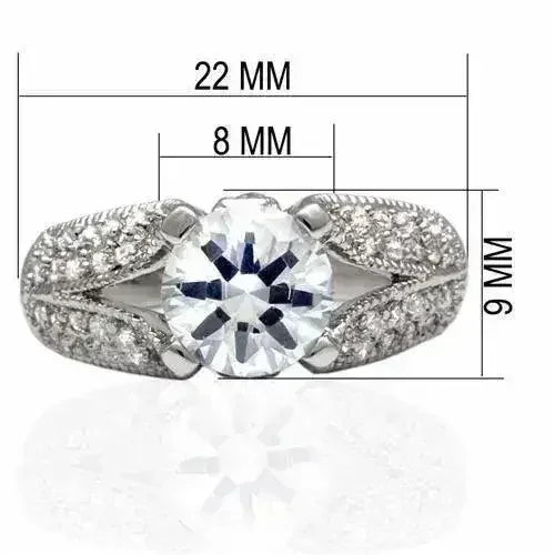 LO2077 - Rhodium Brass Ring with AAA Grade CZ in Clear - Femstylo
