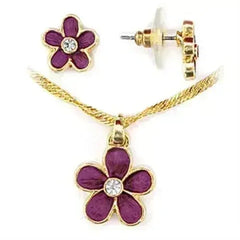 LO270 - Gold White Metal Jewelry Sets with Top Grade Crystal in Clear - Femstylo