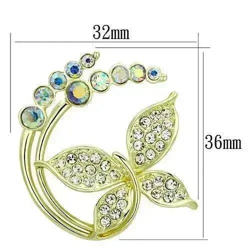 LO2861 - Flash Gold White Metal Brooches with Top Grade Crystal in - Femstylo