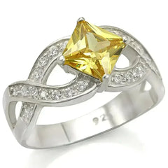 LOS475 - Silver 925 Sterling Silver Ring with AAA Grade CZ in Topaz - Femstylo