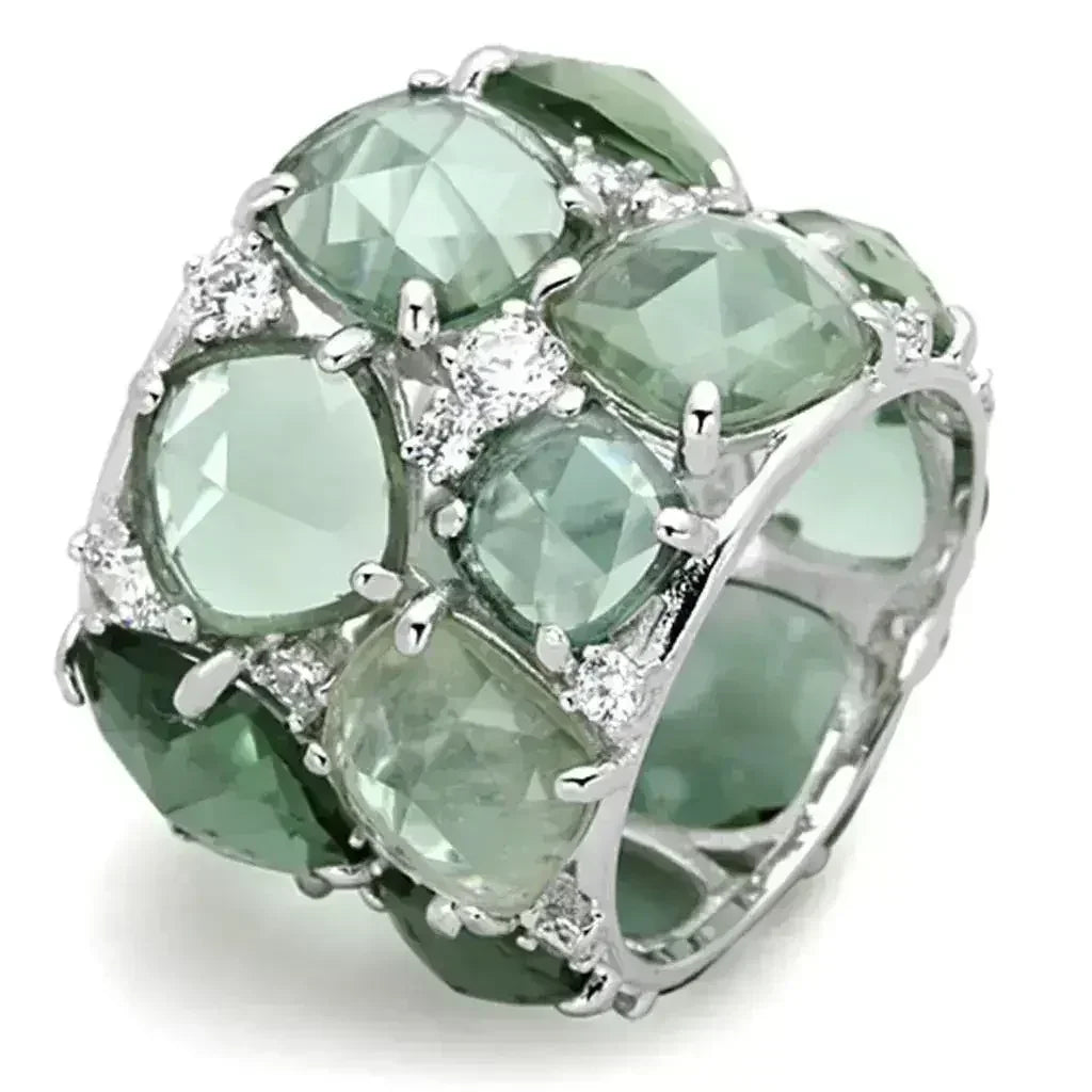 LOS764 - Rhodium 925 Sterling Silver Ring with Synthetic Synthetic - Femstylo