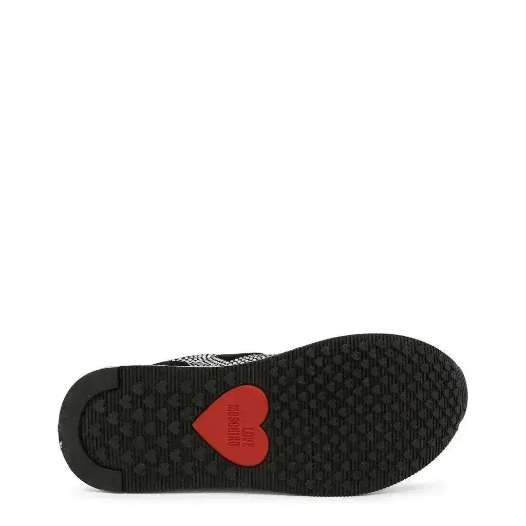 Rhinestone Heart Sneakers - Black - Femstylo