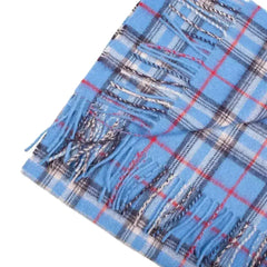 Alpaca wool blue checkered scarf - Femstylo