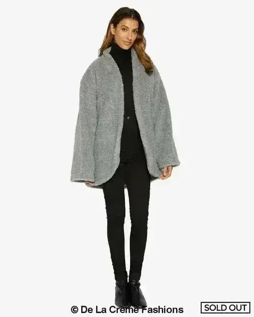 Open Front Belted Teddy Coat (1917) - Femstylo