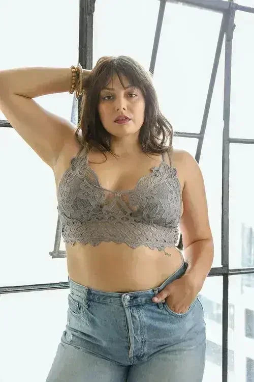 Plus Crochet Lace Longline Bralette - Femstylo