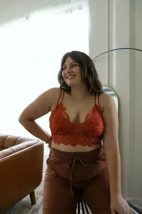 Plus Crochet Lace Longline Bralette - Femstylo